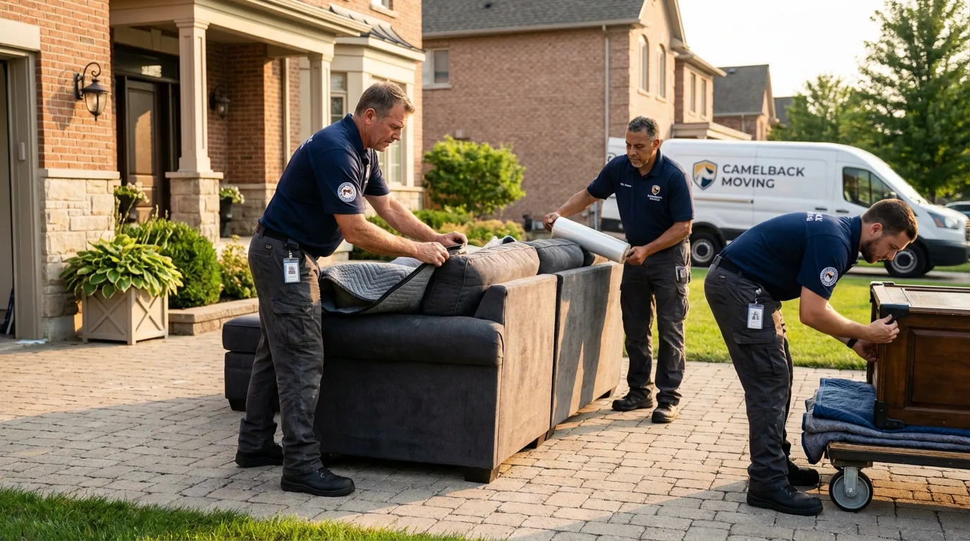 Large estate moving crew wrapping furniture in Chappell, NE